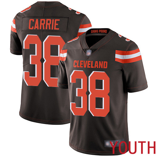 Cleveland Browns T J Carrie Youth Brown Limited Jersey #38 NFL Football Home Vapor Untouchable